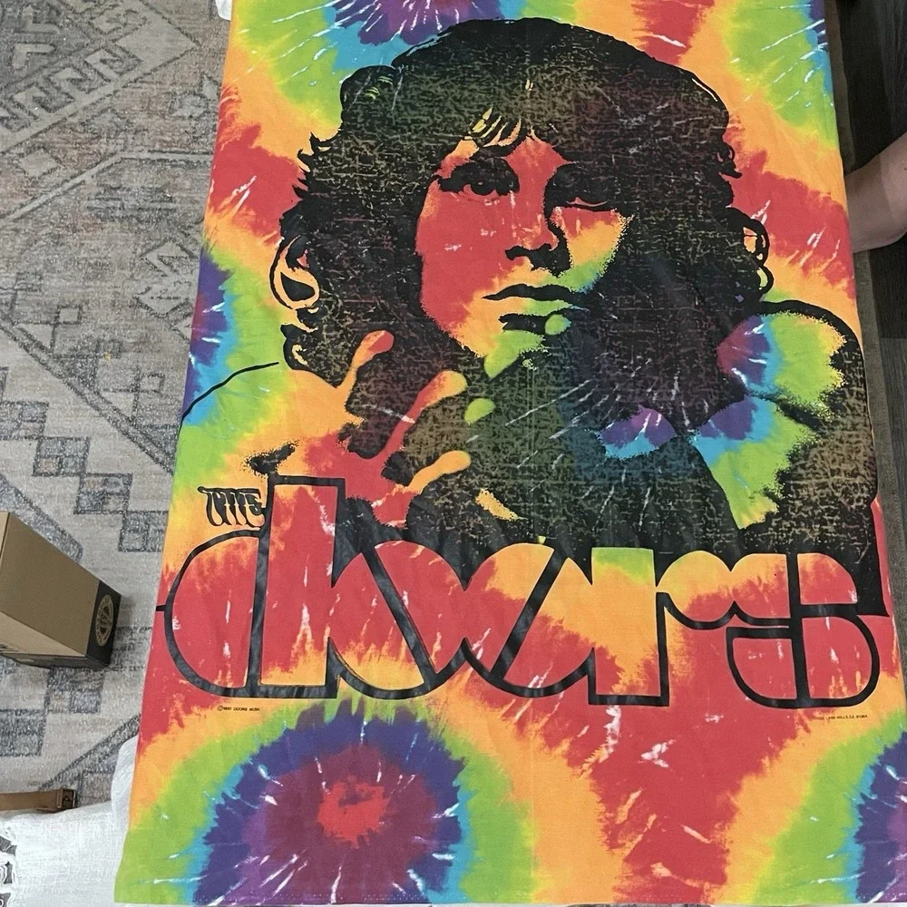 Jim Morrison The Doors Tie Dye Cloth Fabric Square‎ Banner 36